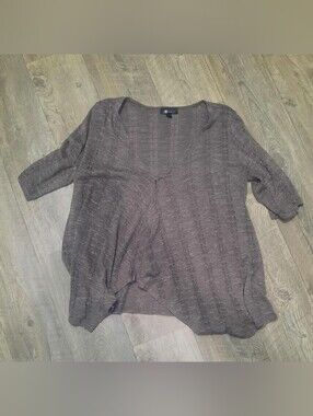 AB Studio Taupe Open-Front Knit Cardigan